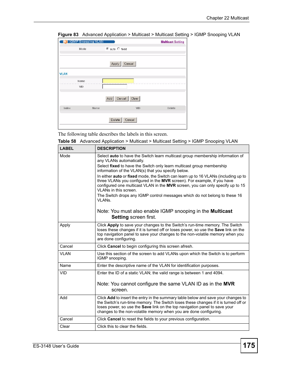 ZyXEL Communications ES-3148 Series User Manual | Page 175 / 362