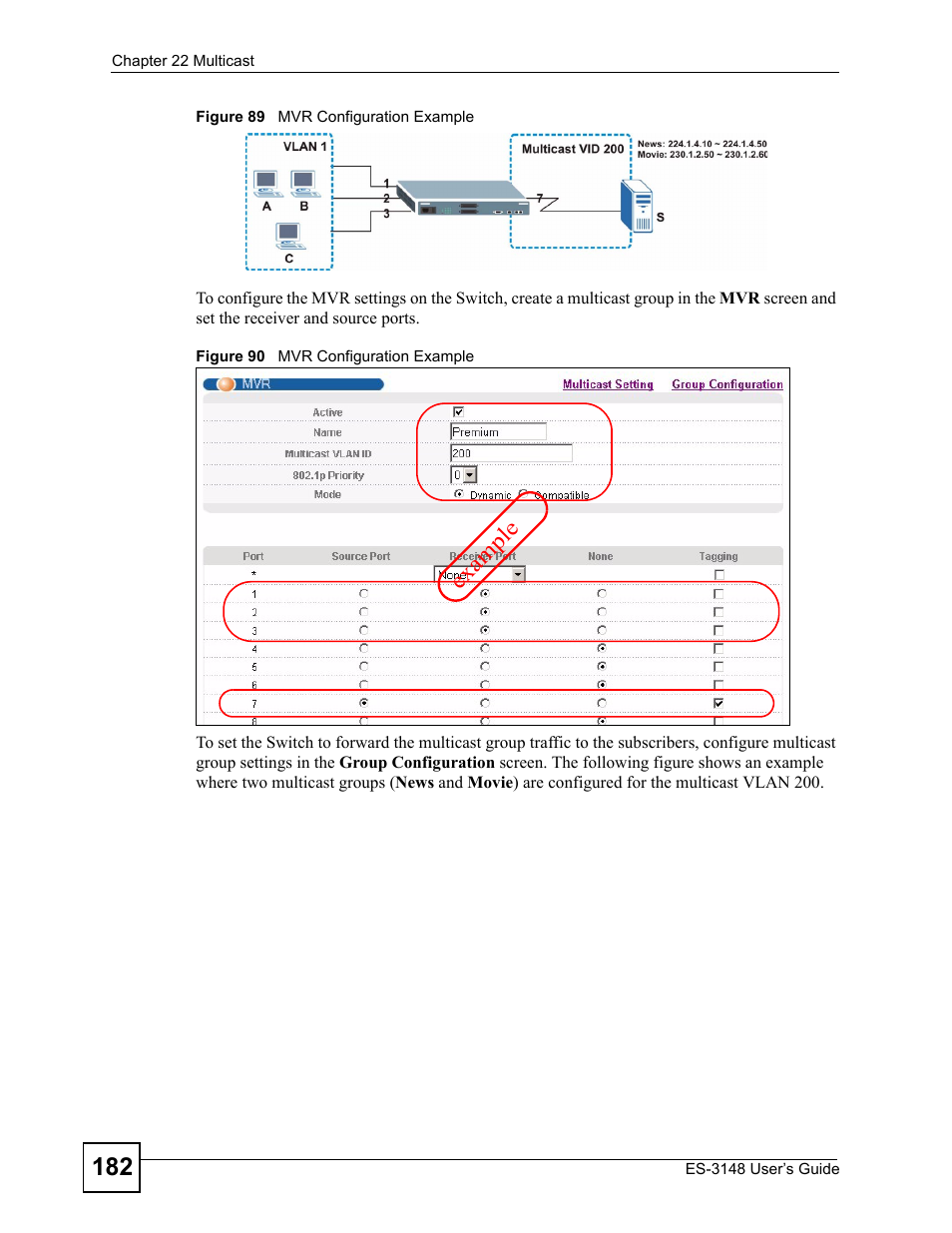 Exam ple | ZyXEL Communications ES-3148 Series User Manual | Page 182 / 362