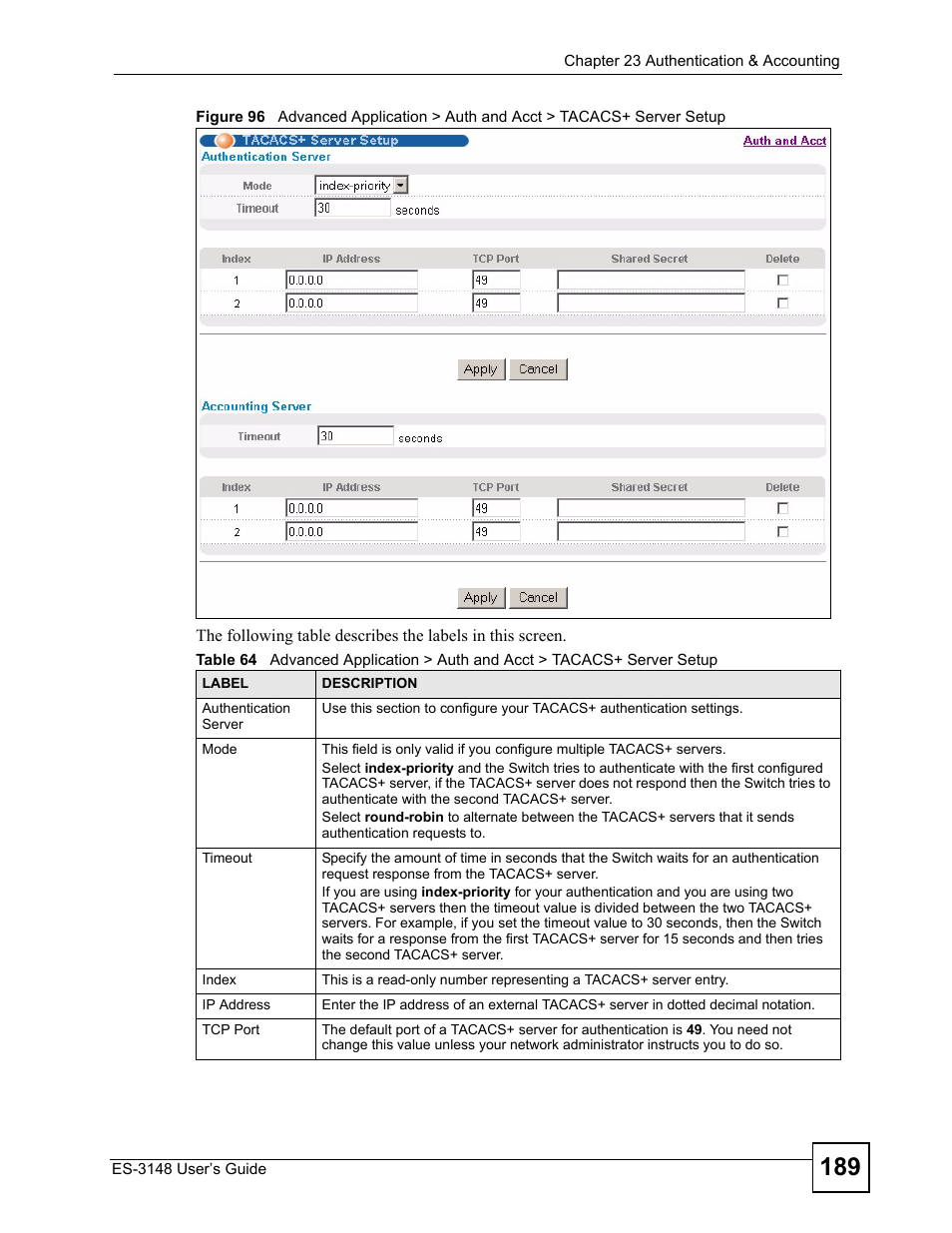 ZyXEL Communications ES-3148 Series User Manual | Page 189 / 362