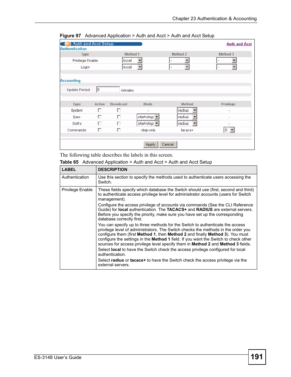 ZyXEL Communications ES-3148 Series User Manual | Page 191 / 362