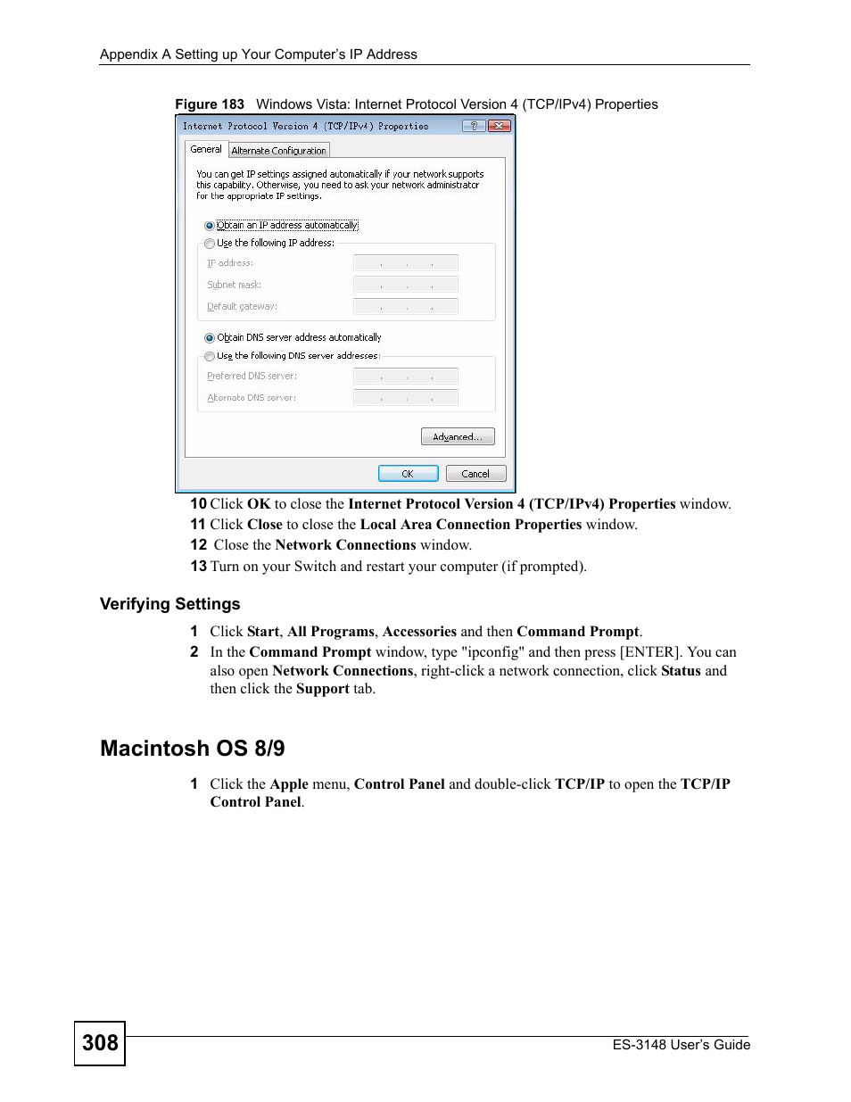 Macintosh os 8/9 | ZyXEL Communications ES-3148 Series User Manual | Page 308 / 362