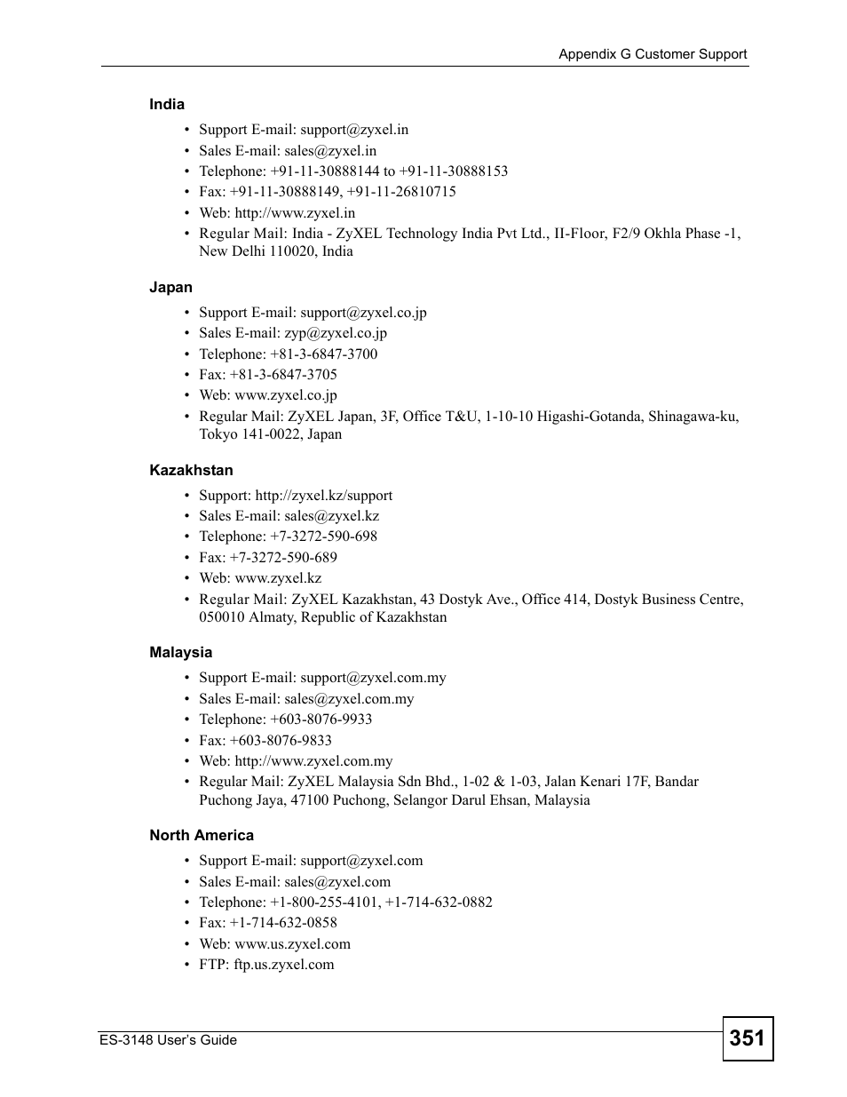 ZyXEL Communications ES-3148 Series User Manual | Page 351 / 362