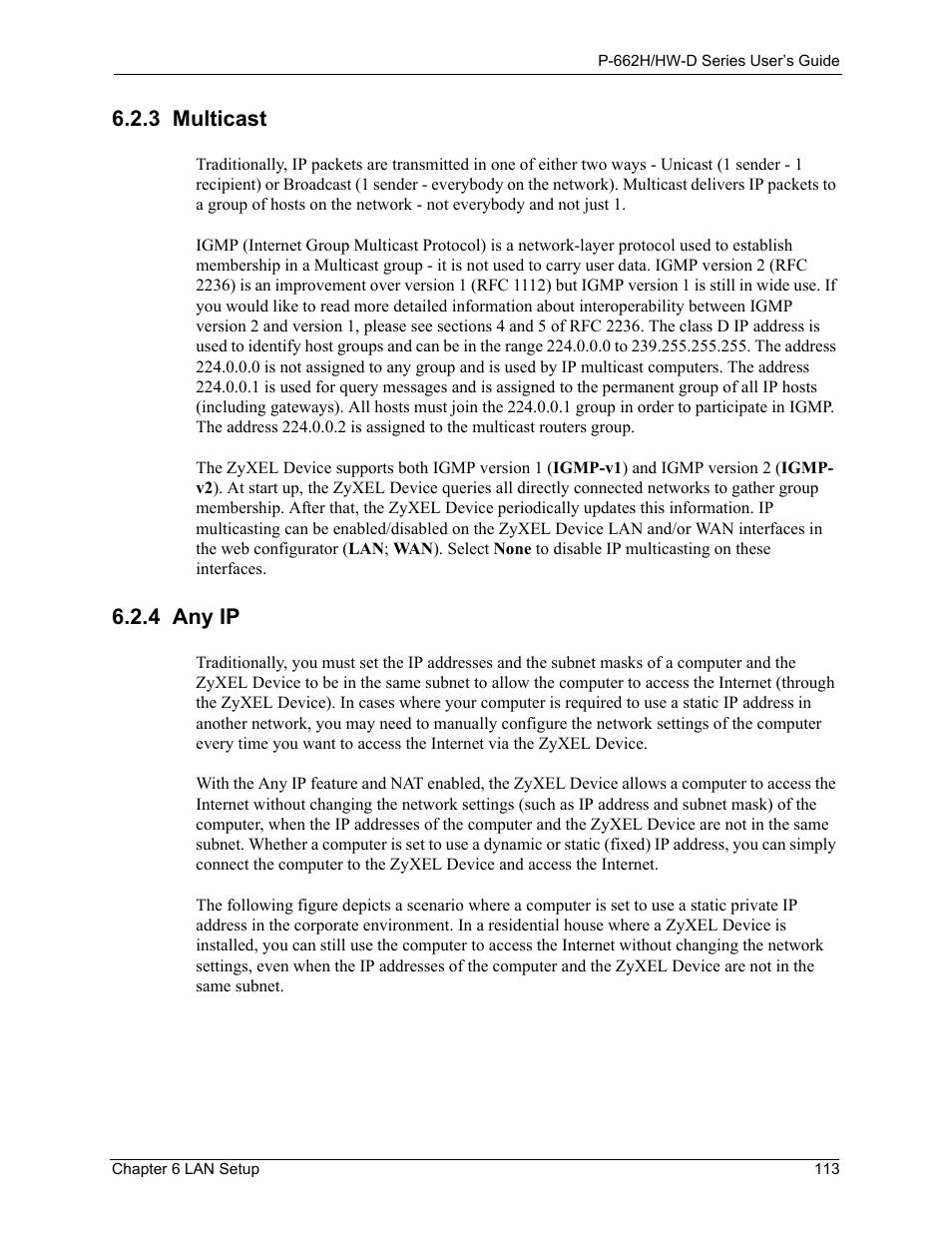 3 multicast, 4 any ip, 3 multicast 6.2.4 any ip | ZyXEL Communications 802.11g ADSL 2+ 4-Port Security Gateway HW-D Series User Manual | Page 113 / 496