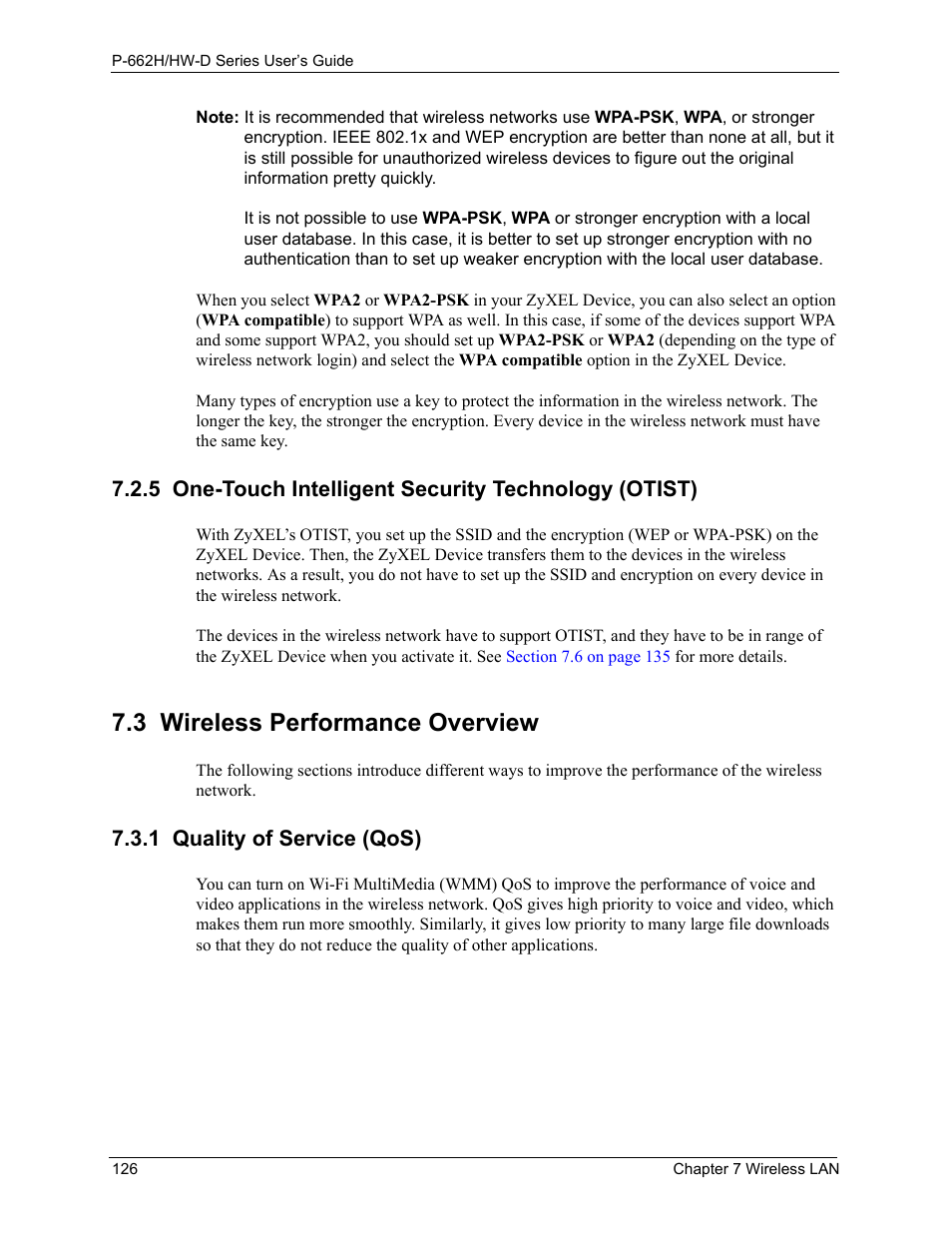 3 wireless performance overview, 1 quality of service (qos) | ZyXEL Communications 802.11g ADSL 2+ 4-Port Security Gateway HW-D Series User Manual | Page 126 / 496