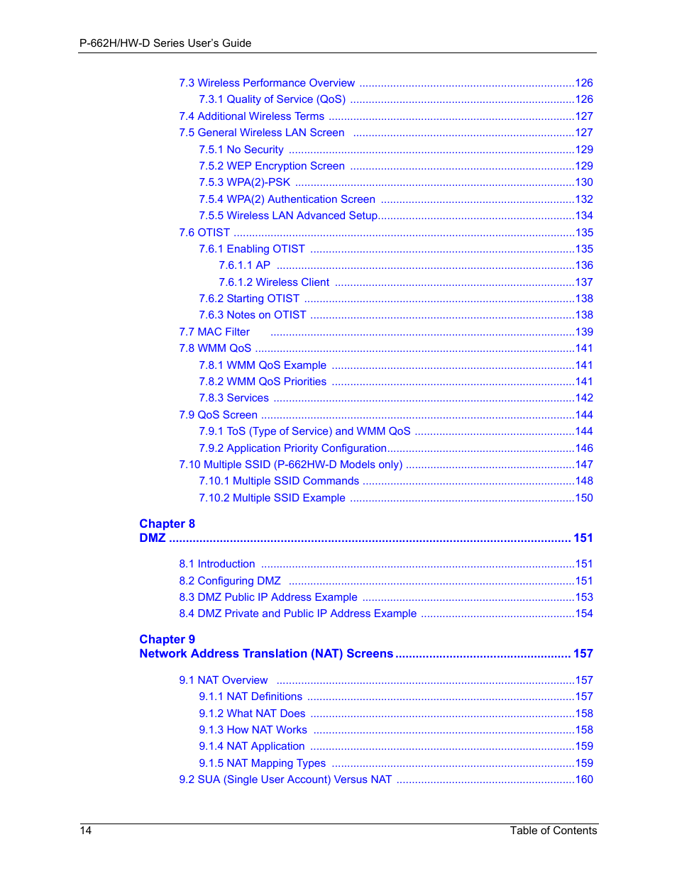 ZyXEL Communications 802.11g ADSL 2+ 4-Port Security Gateway HW-D Series User Manual | Page 14 / 496