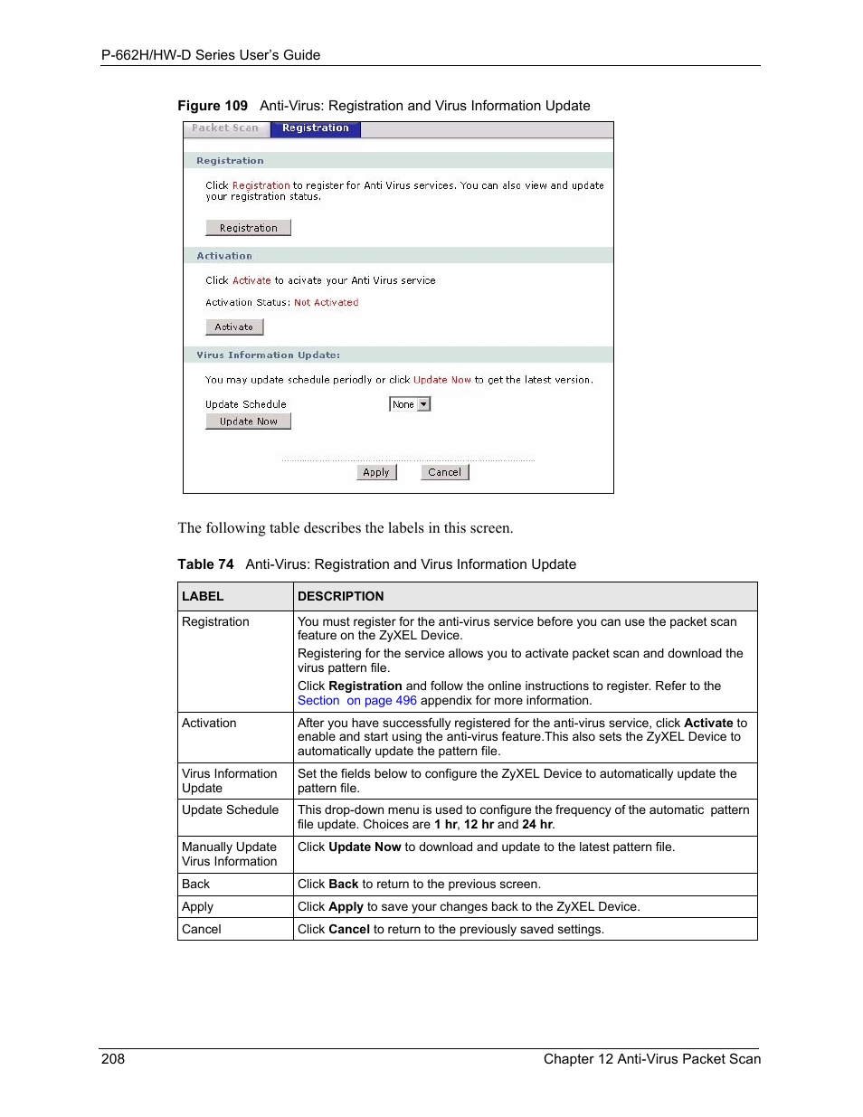 ZyXEL Communications 802.11g ADSL 2+ 4-Port Security Gateway HW-D Series User Manual | Page 208 / 496