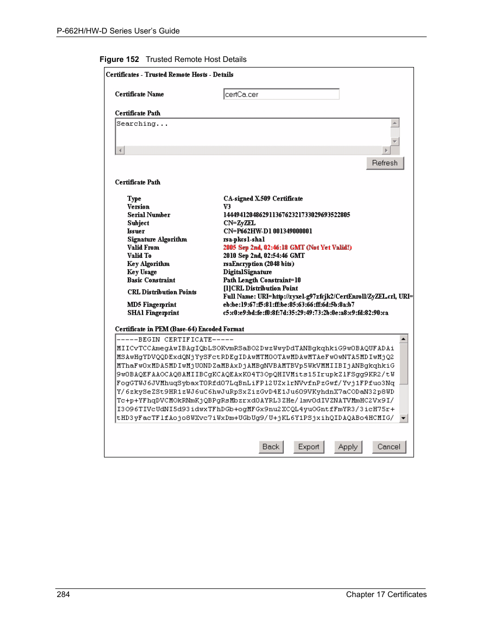Figure 152 trusted remote host details | ZyXEL Communications 802.11g ADSL 2+ 4-Port Security Gateway HW-D Series User Manual | Page 284 / 496