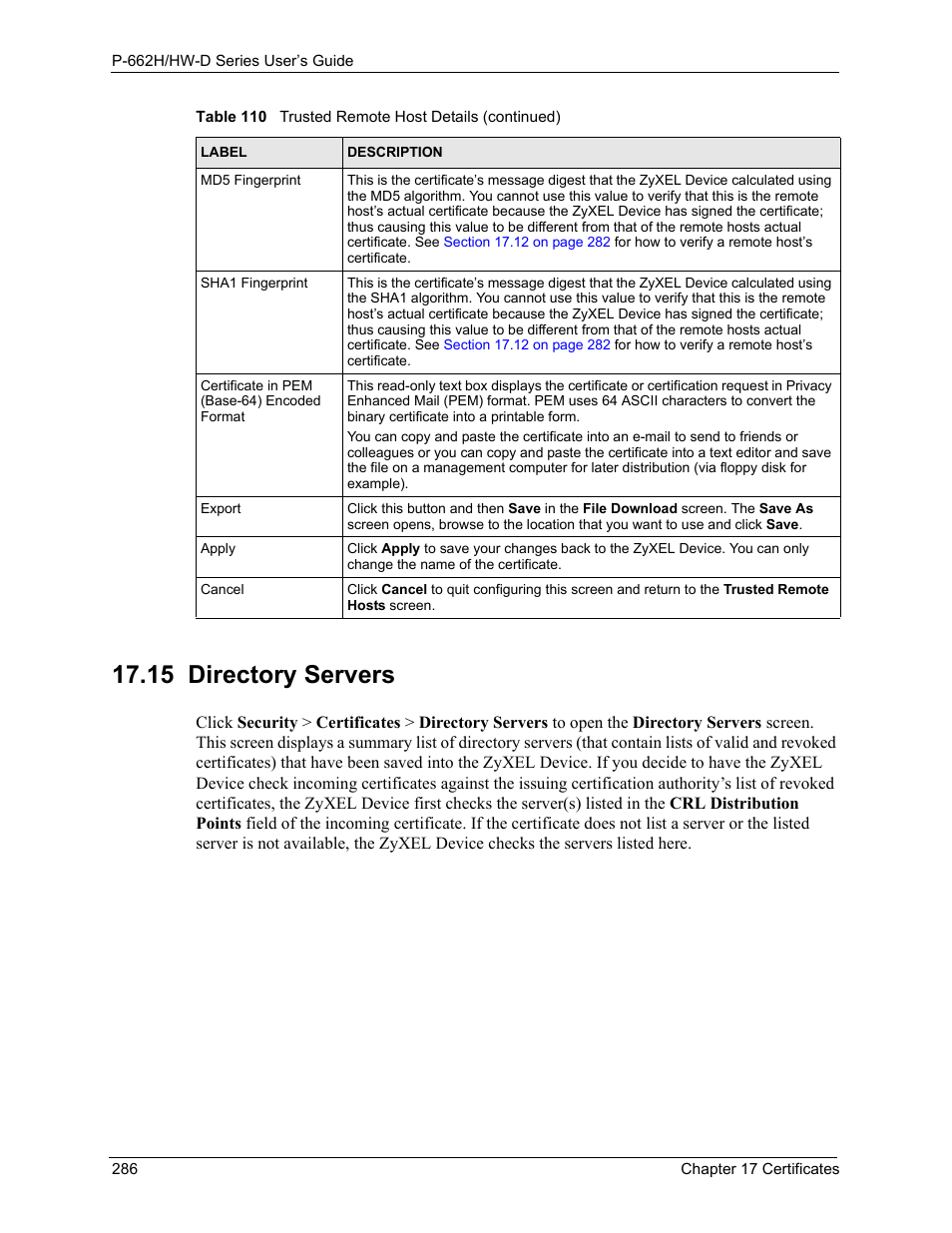 15 directory servers | ZyXEL Communications 802.11g ADSL 2+ 4-Port Security Gateway HW-D Series User Manual | Page 286 / 496