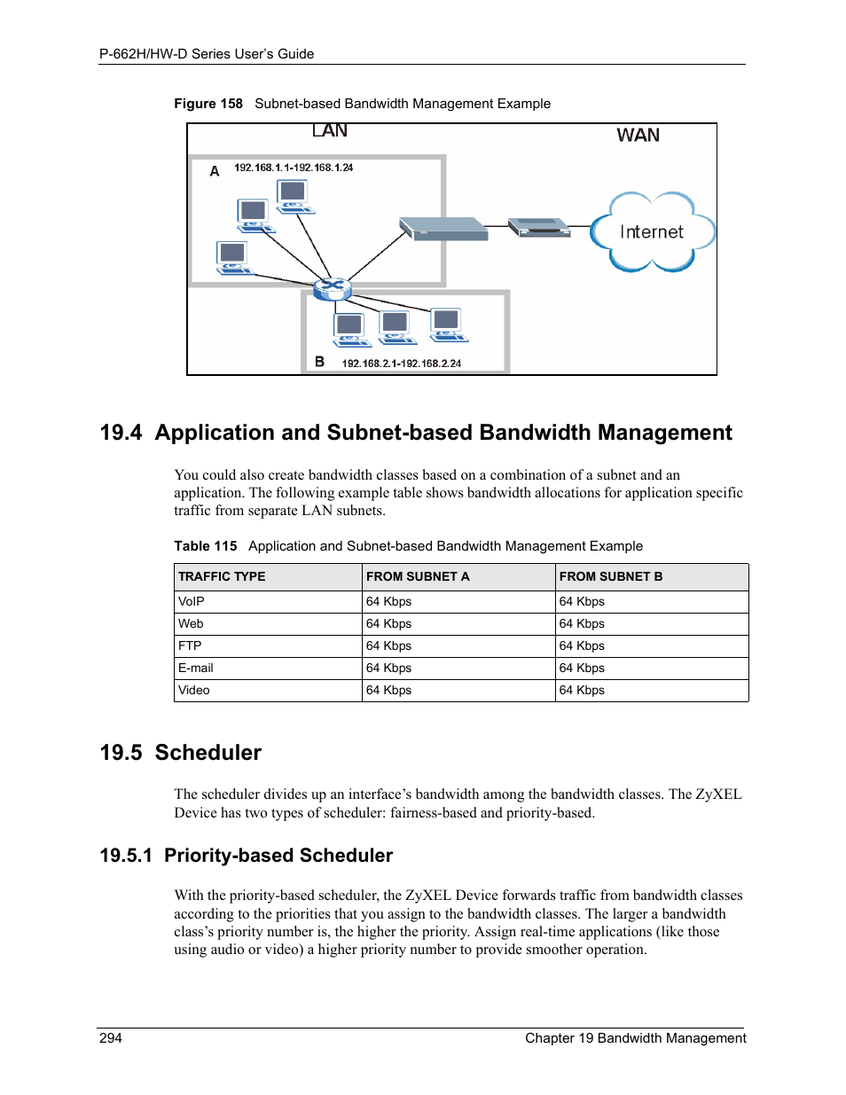 5 scheduler, 1 priority-based scheduler | ZyXEL Communications 802.11g ADSL 2+ 4-Port Security Gateway HW-D Series User Manual | Page 294 / 496