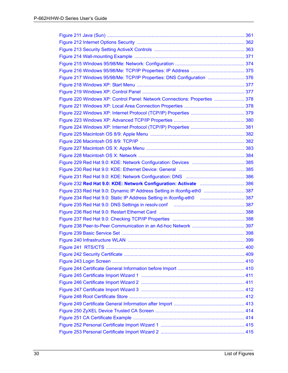 ZyXEL Communications 802.11g ADSL 2+ 4-Port Security Gateway HW-D Series User Manual | Page 30 / 496