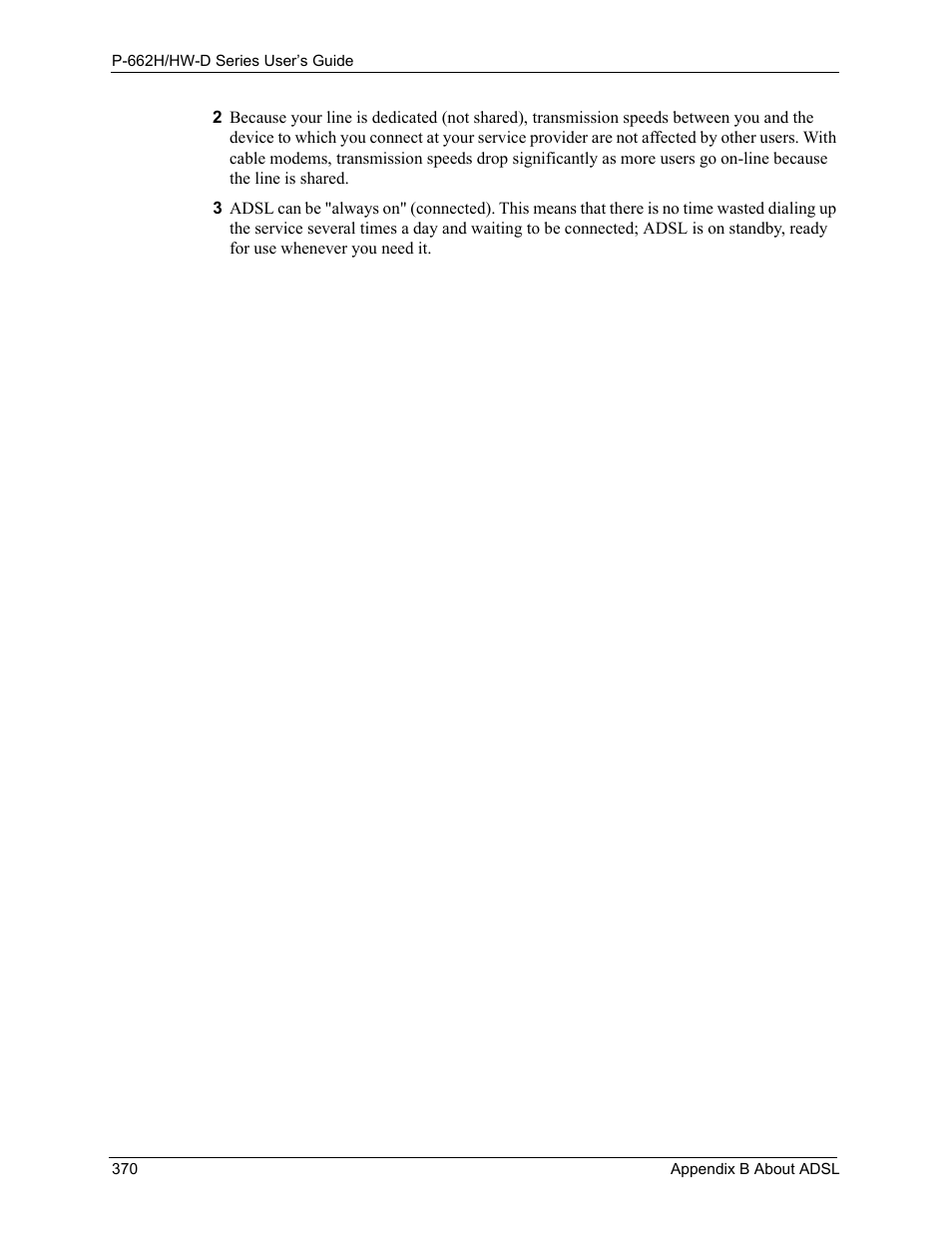 ZyXEL Communications 802.11g ADSL 2+ 4-Port Security Gateway HW-D Series User Manual | Page 370 / 496