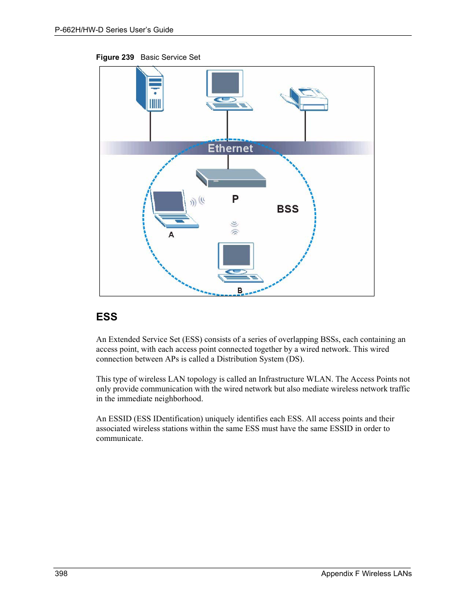 Figure 239 basic service set | ZyXEL Communications 802.11g ADSL 2+ 4-Port Security Gateway HW-D Series User Manual | Page 398 / 496