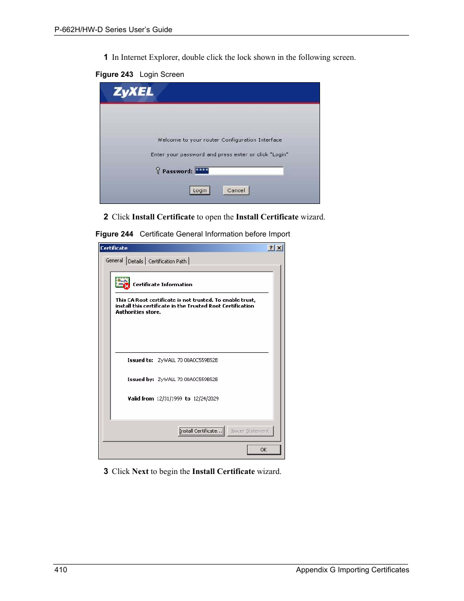 ZyXEL Communications 802.11g ADSL 2+ 4-Port Security Gateway HW-D Series User Manual | Page 410 / 496