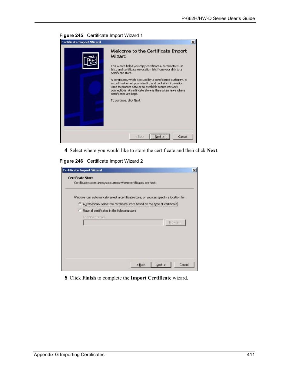 ZyXEL Communications 802.11g ADSL 2+ 4-Port Security Gateway HW-D Series User Manual | Page 411 / 496