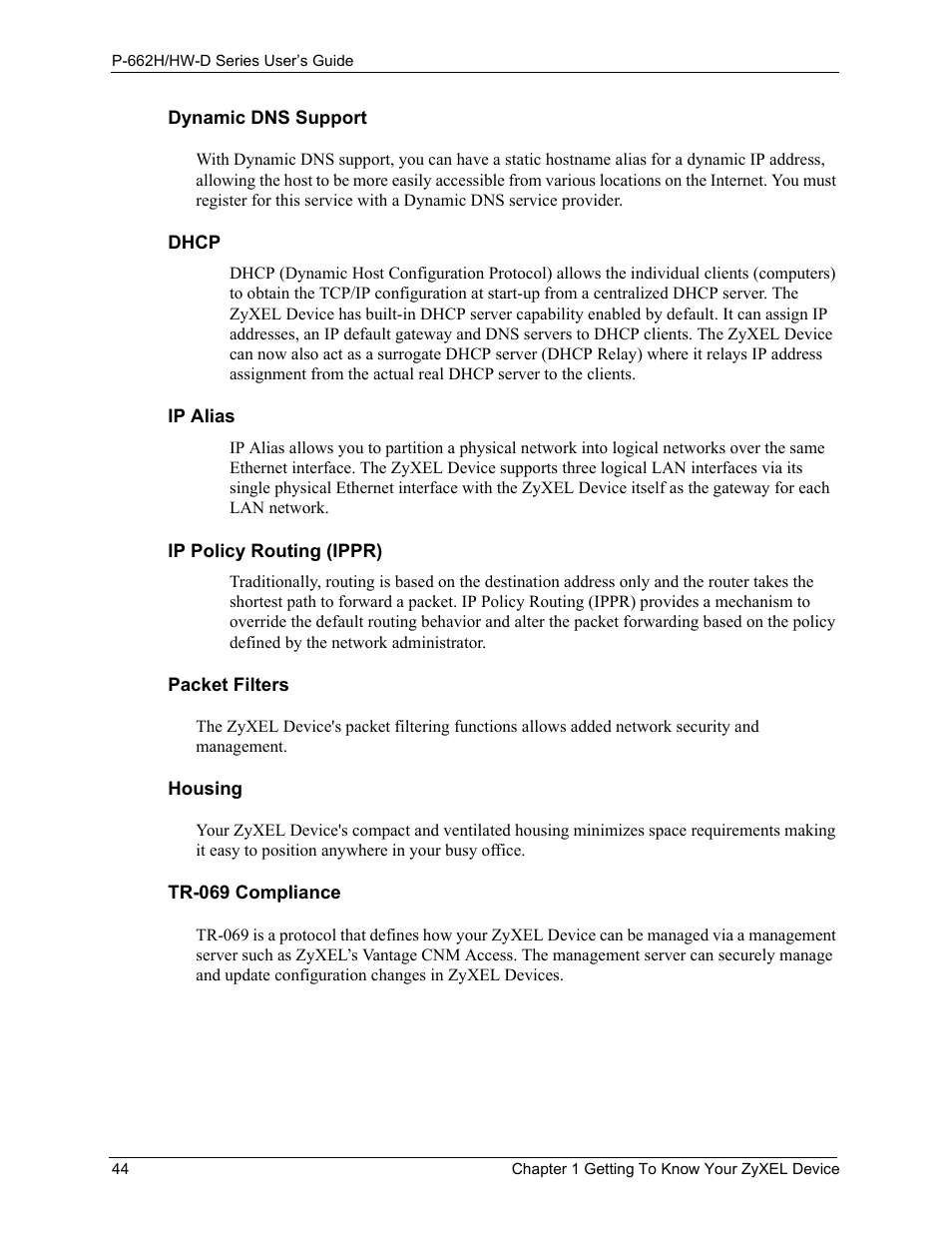 ZyXEL Communications 802.11g ADSL 2+ 4-Port Security Gateway HW-D Series User Manual | Page 44 / 496