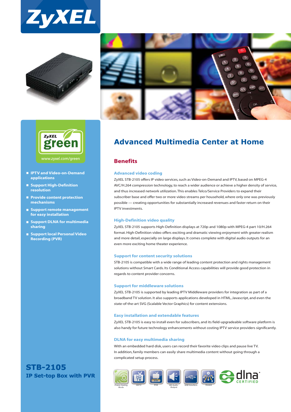 ZyXEL Communications STB-2105 User Manual | 2 pages