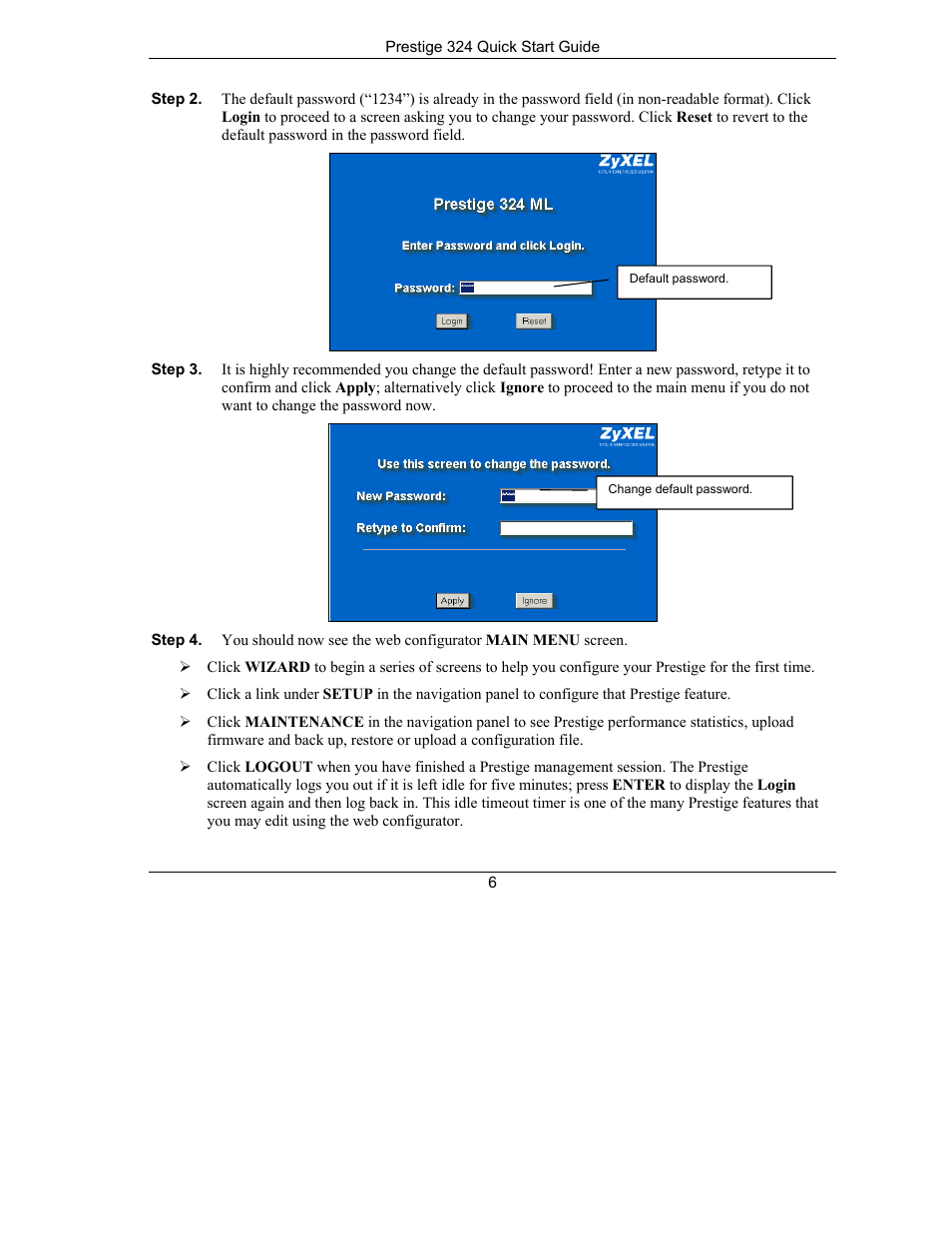 ZyXEL Communications PRESTIGE 324 User Manual | Page 6 / 10