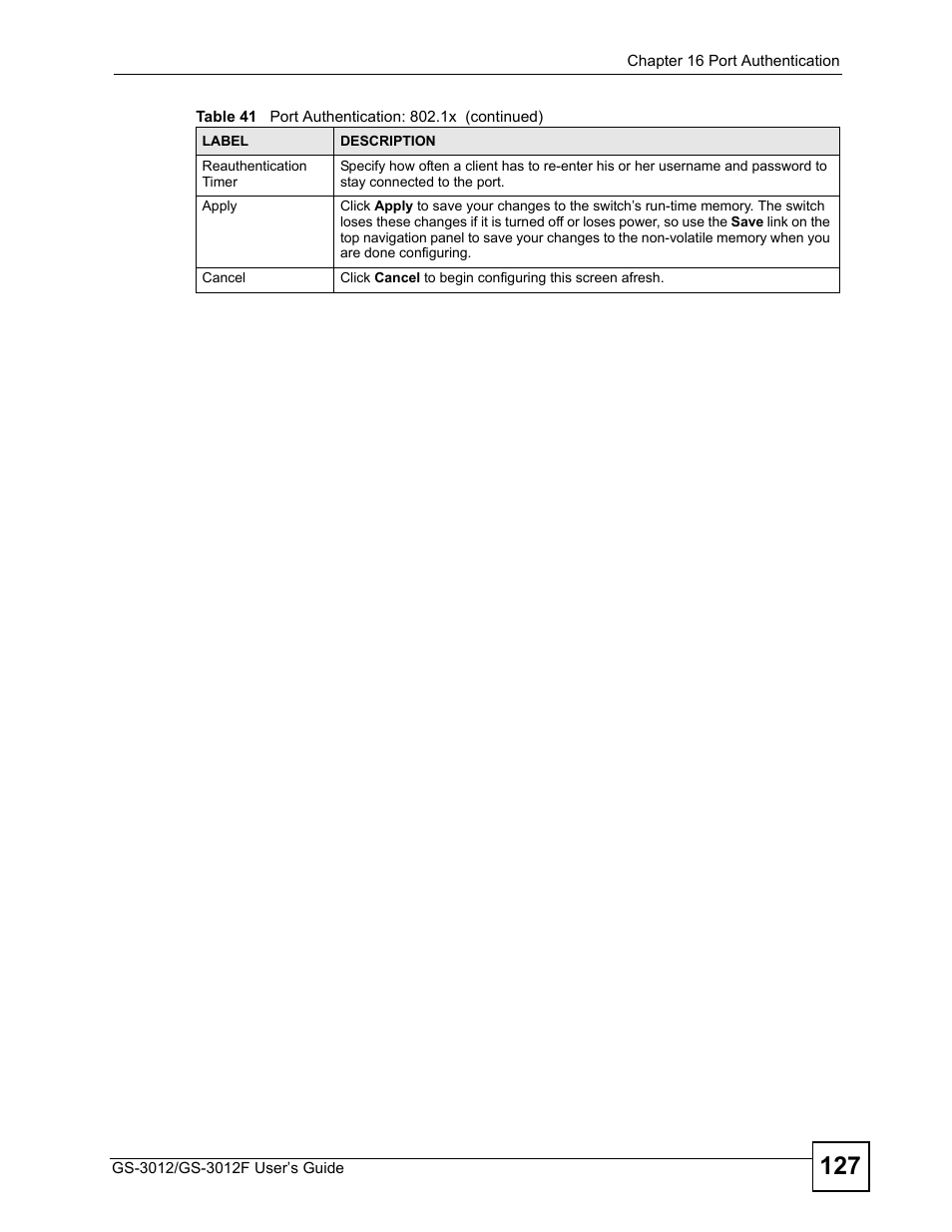 ZyXEL Communications GS-3012F Series User Manual | Page 127 / 300