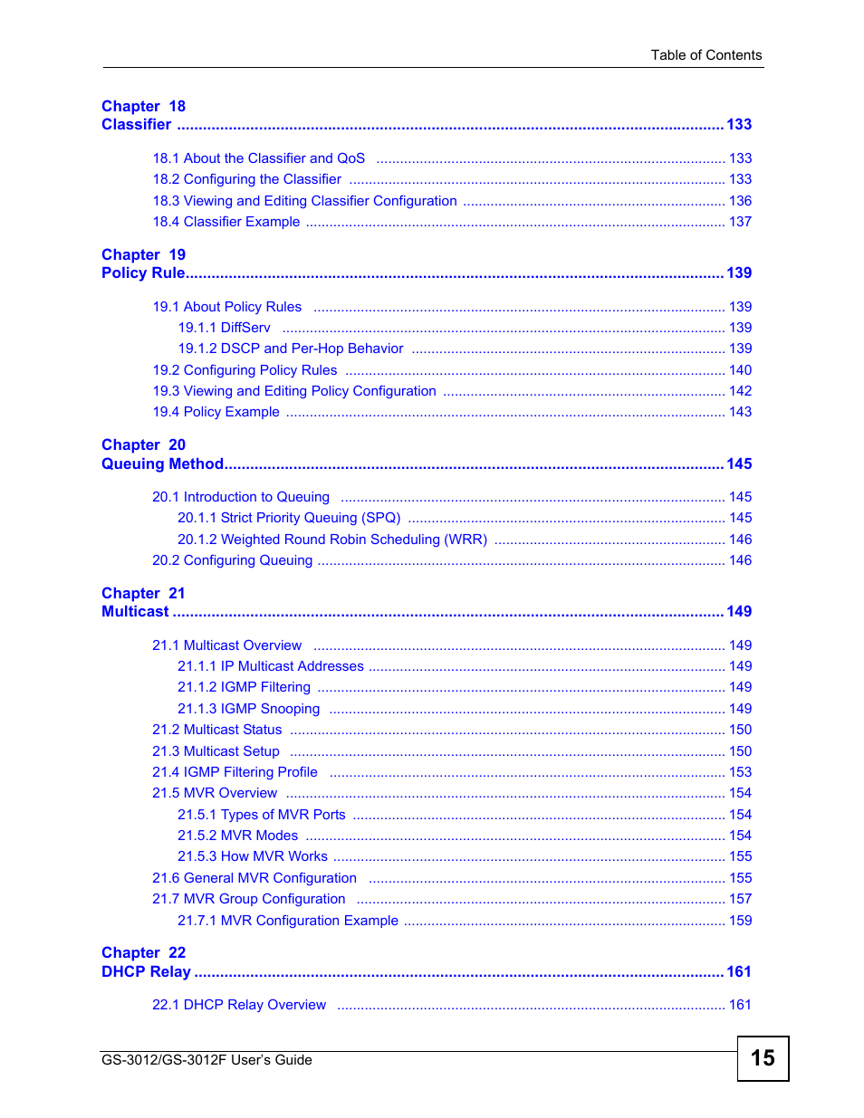ZyXEL Communications GS-3012F Series User Manual | Page 15 / 300