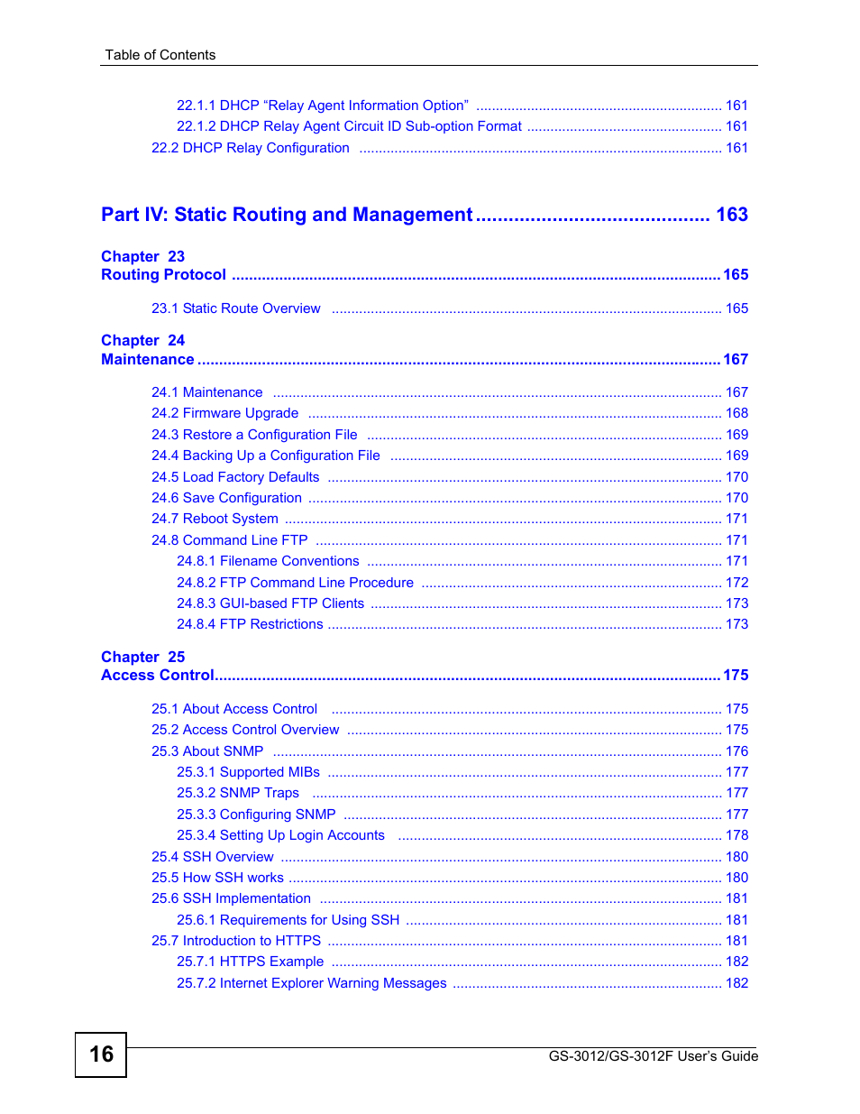 Part iv: static routing and management | ZyXEL Communications GS-3012F Series User Manual | Page 16 / 300