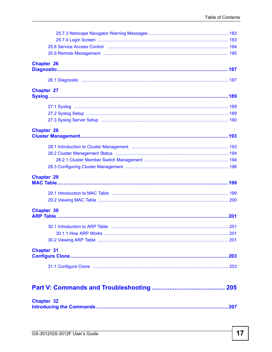 Part v: commands and troubleshooting | ZyXEL Communications GS-3012F Series User Manual | Page 17 / 300