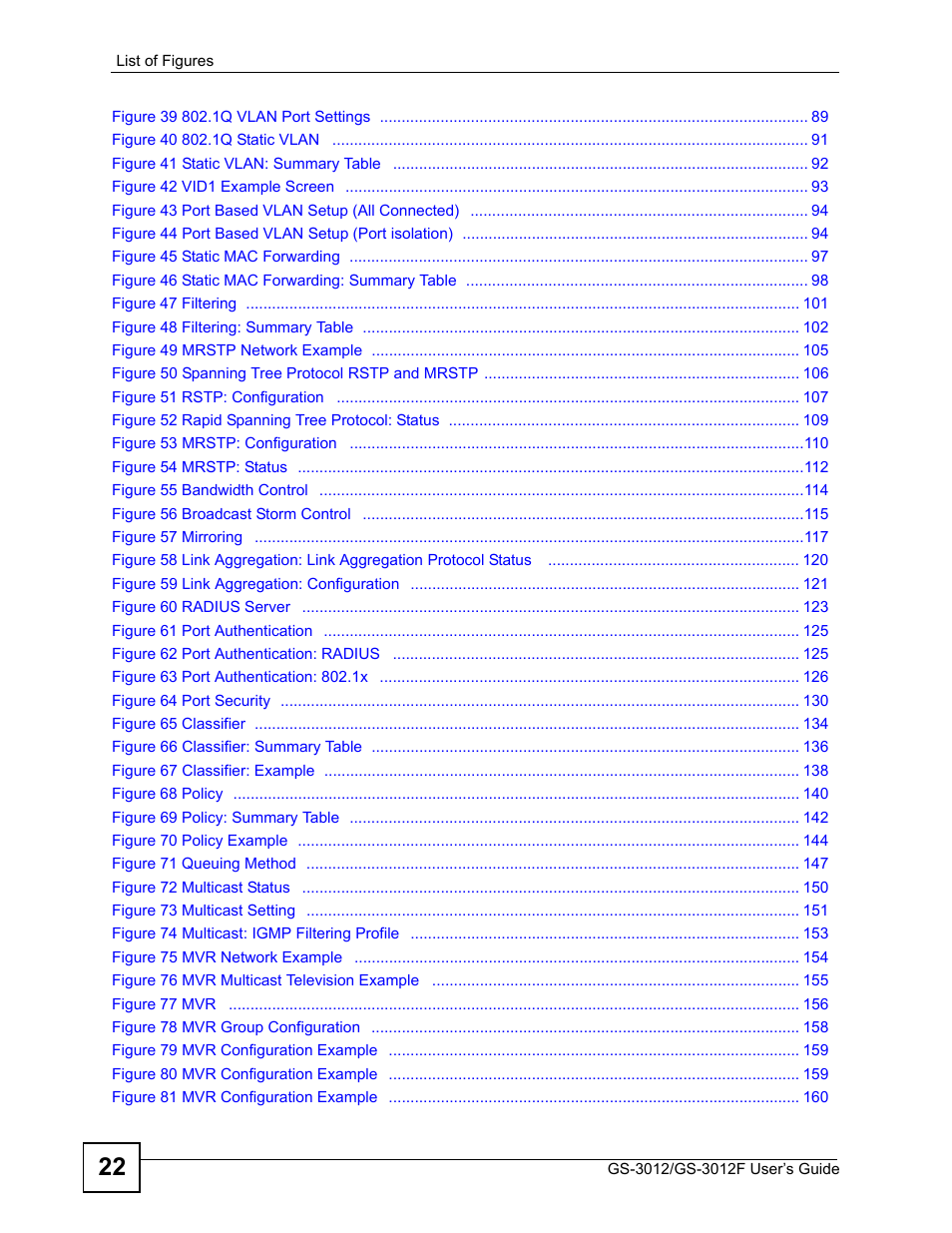 ZyXEL Communications GS-3012F Series User Manual | Page 22 / 300