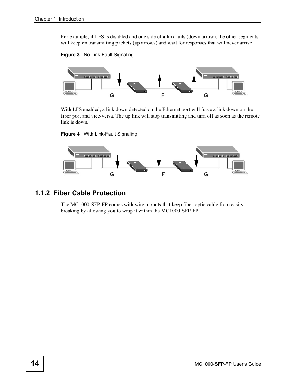 2 fiber cable protection | ZyXEL Communications Ethernet-to-Fiber Media Converter MC1000-SFP-FP User Manual | Page 14 / 34