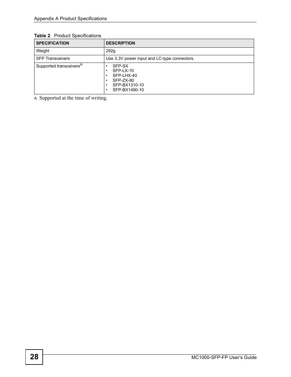ZyXEL Communications Ethernet-to-Fiber Media Converter MC1000-SFP-FP User Manual | Page 28 / 34