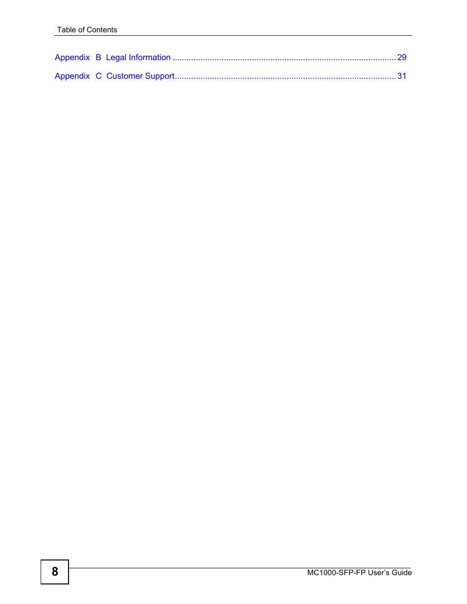 ZyXEL Communications Ethernet-to-Fiber Media Converter MC1000-SFP-FP User Manual | Page 8 / 34