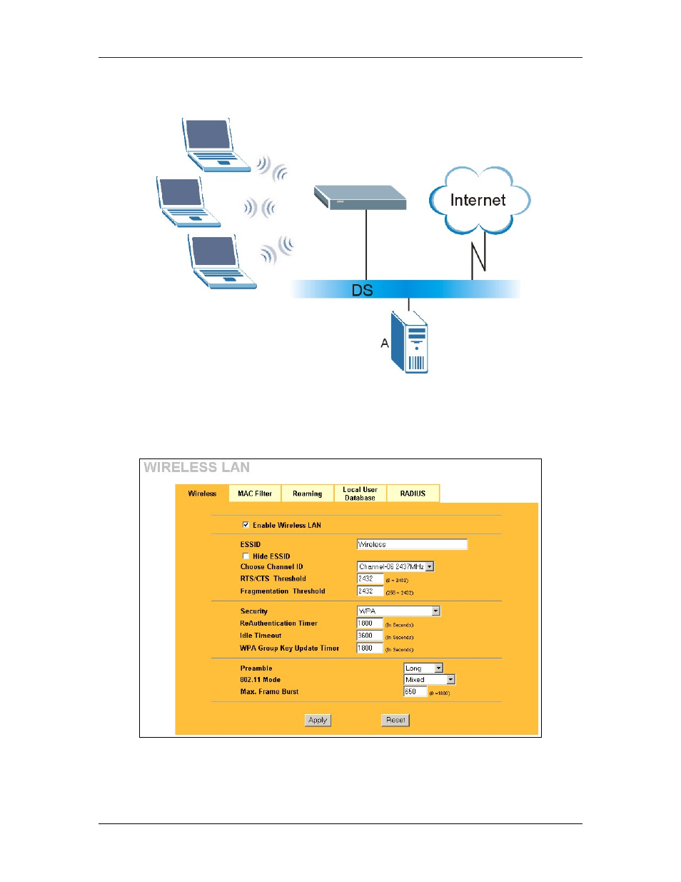 8 configuring wpa authentication | ZyXEL Communications Parental Control Gateway HS100/HS100W User Manual | Page 103 / 357