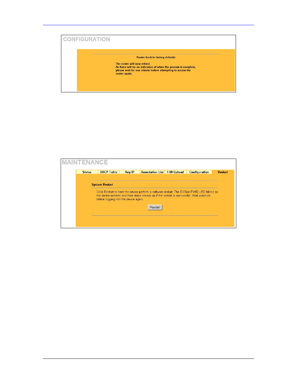 8 restart screen | ZyXEL Communications Parental Control Gateway HS100/HS100W User Manual | Page 209 / 357