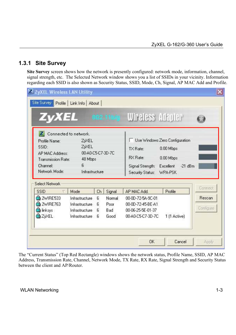 1 site survey | ZyXEL Communications G-360 User Manual | Page 13 / 72