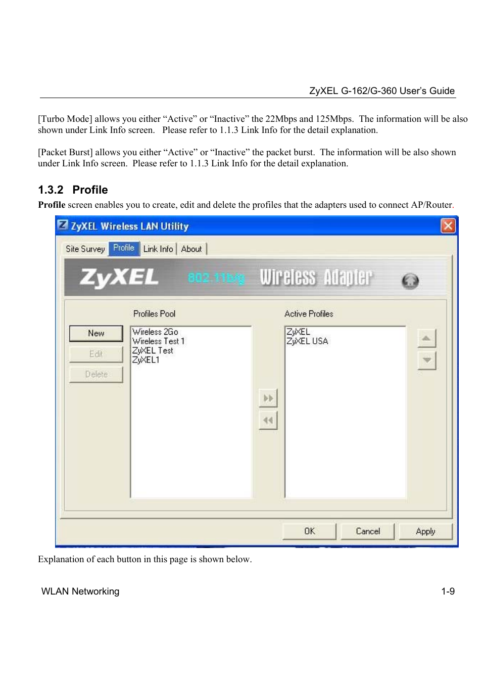 2 profile | ZyXEL Communications G-360 User Manual | Page 19 / 72