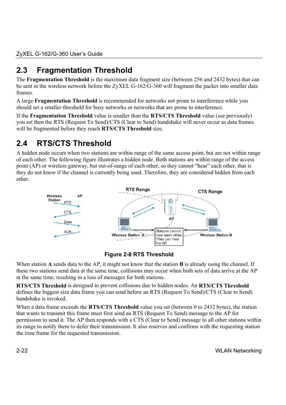 3 fragmentation threshold, 4 rts/cts threshold | ZyXEL Communications G-360 User Manual | Page 32 / 72
