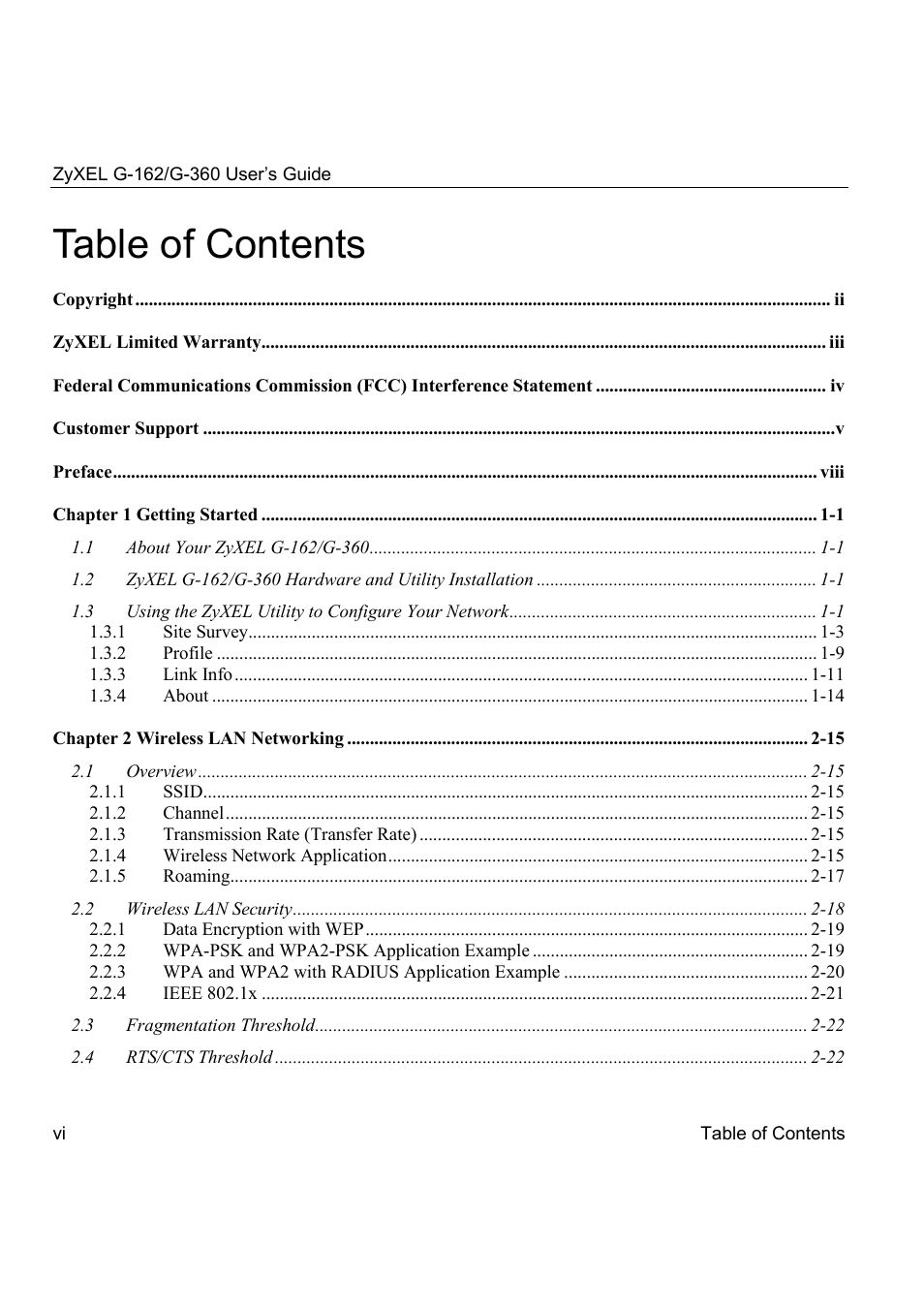 ZyXEL Communications G-360 User Manual | Page 6 / 72