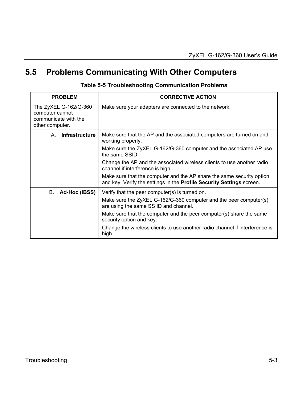 5 problems communicating with other computers | ZyXEL Communications G-360 User Manual | Page 69 / 72