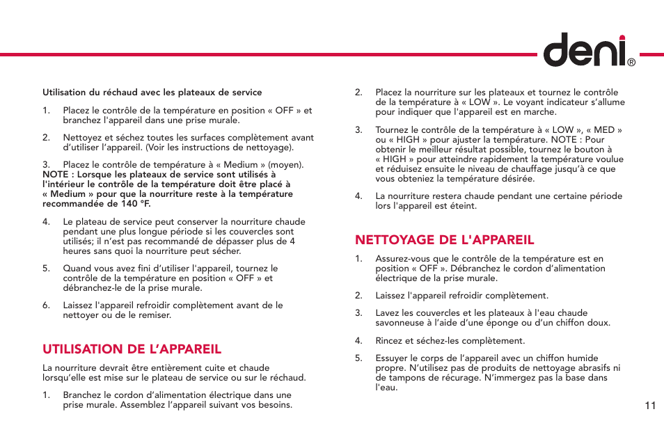 Utilisation de l’appareil, Nettoyage de l'appareil | ZyXEL Communications Buffet Server 15205 User Manual | Page 12 / 21