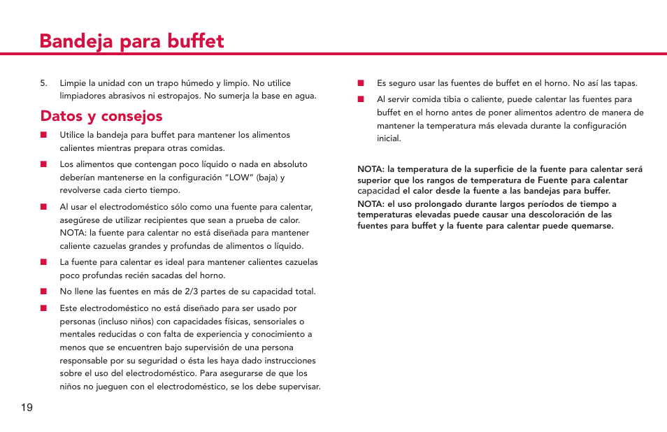 Bandeja para buffet, Datos y consejos | ZyXEL Communications Buffet Server 15205 User Manual | Page 20 / 21