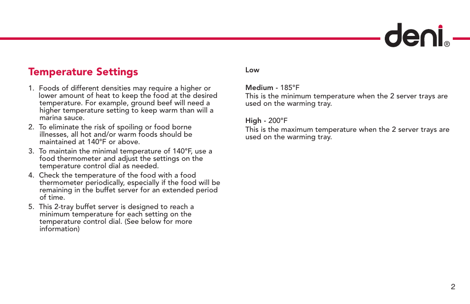 Temperature settings | ZyXEL Communications Buffet Server 15205 User Manual | Page 3 / 21