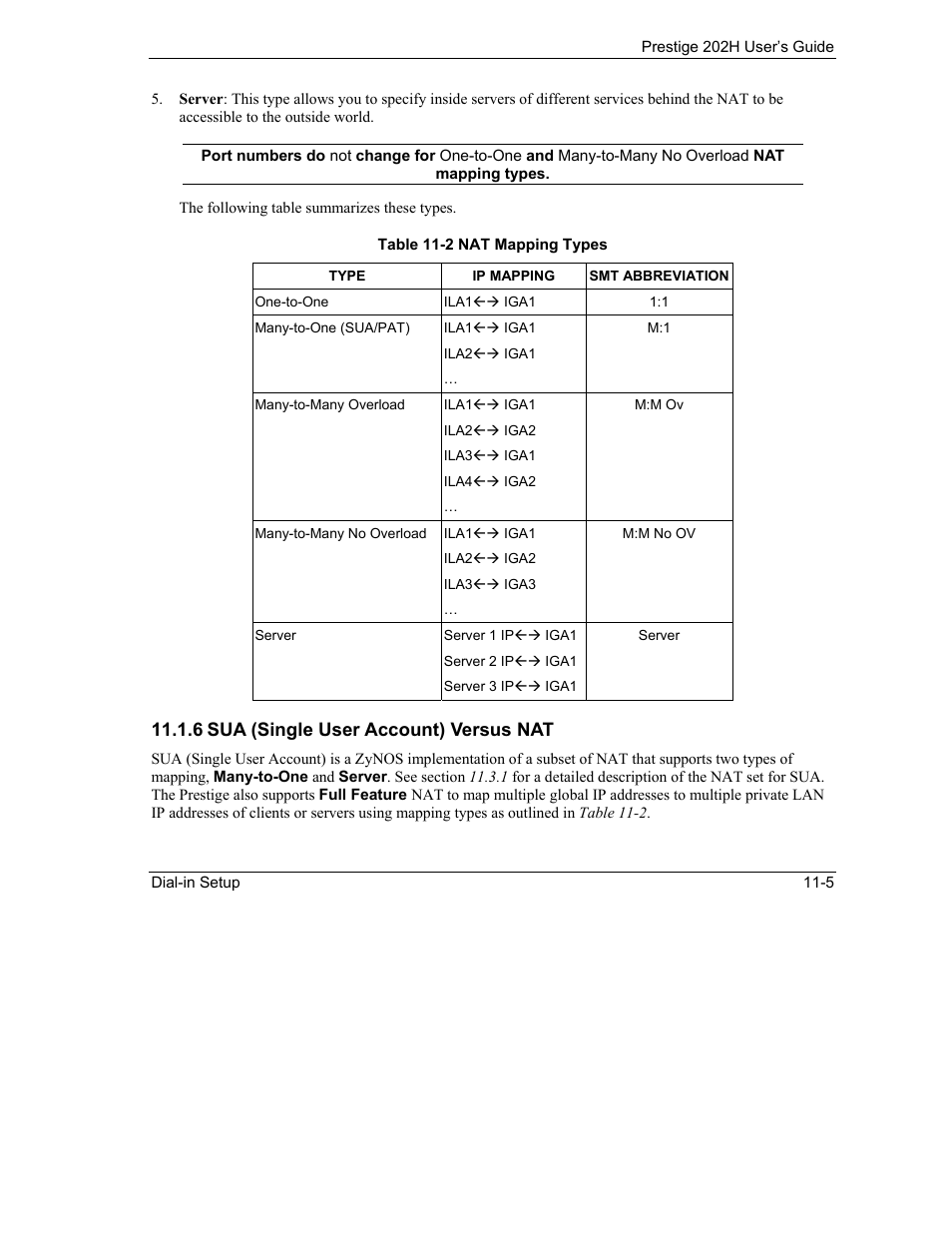 6 sua (single user account) versus nat | ZyXEL Communications 202H User Manual | Page 111 / 309