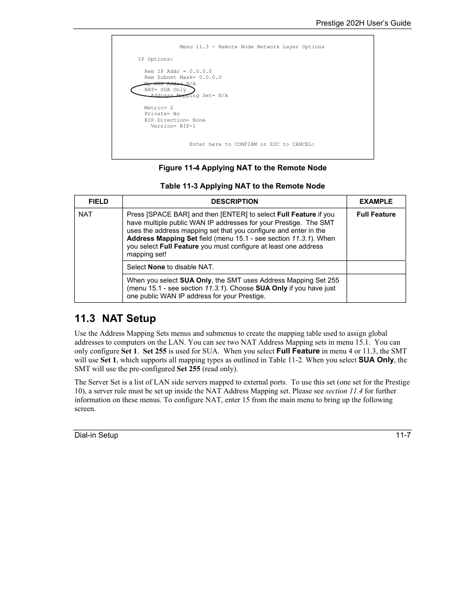 Nat setup, 3 nat setup | ZyXEL Communications 202H User Manual | Page 113 / 309