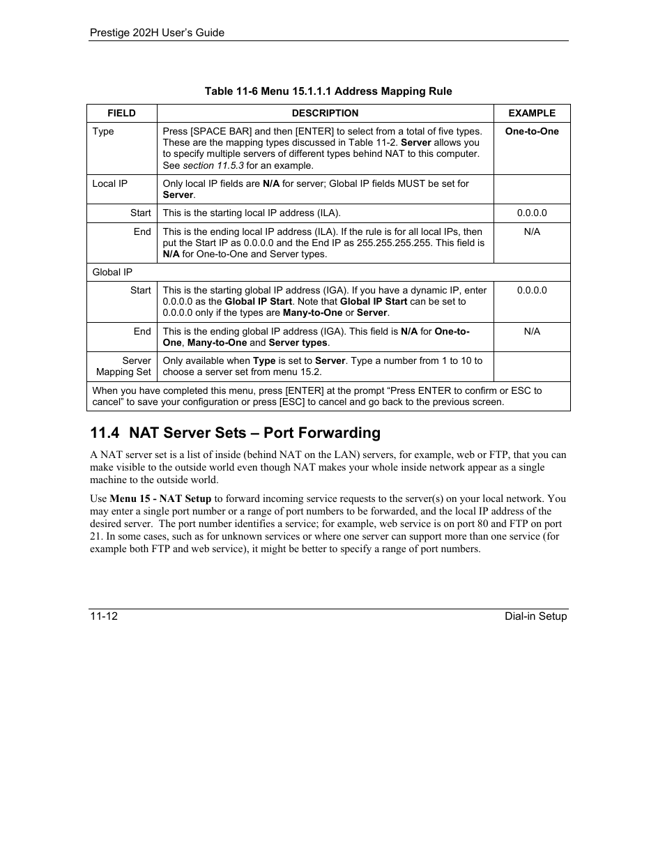 Nat server sets ¡v port forwarding, 4 nat server sets – port forwarding | ZyXEL Communications 202H User Manual | Page 118 / 309