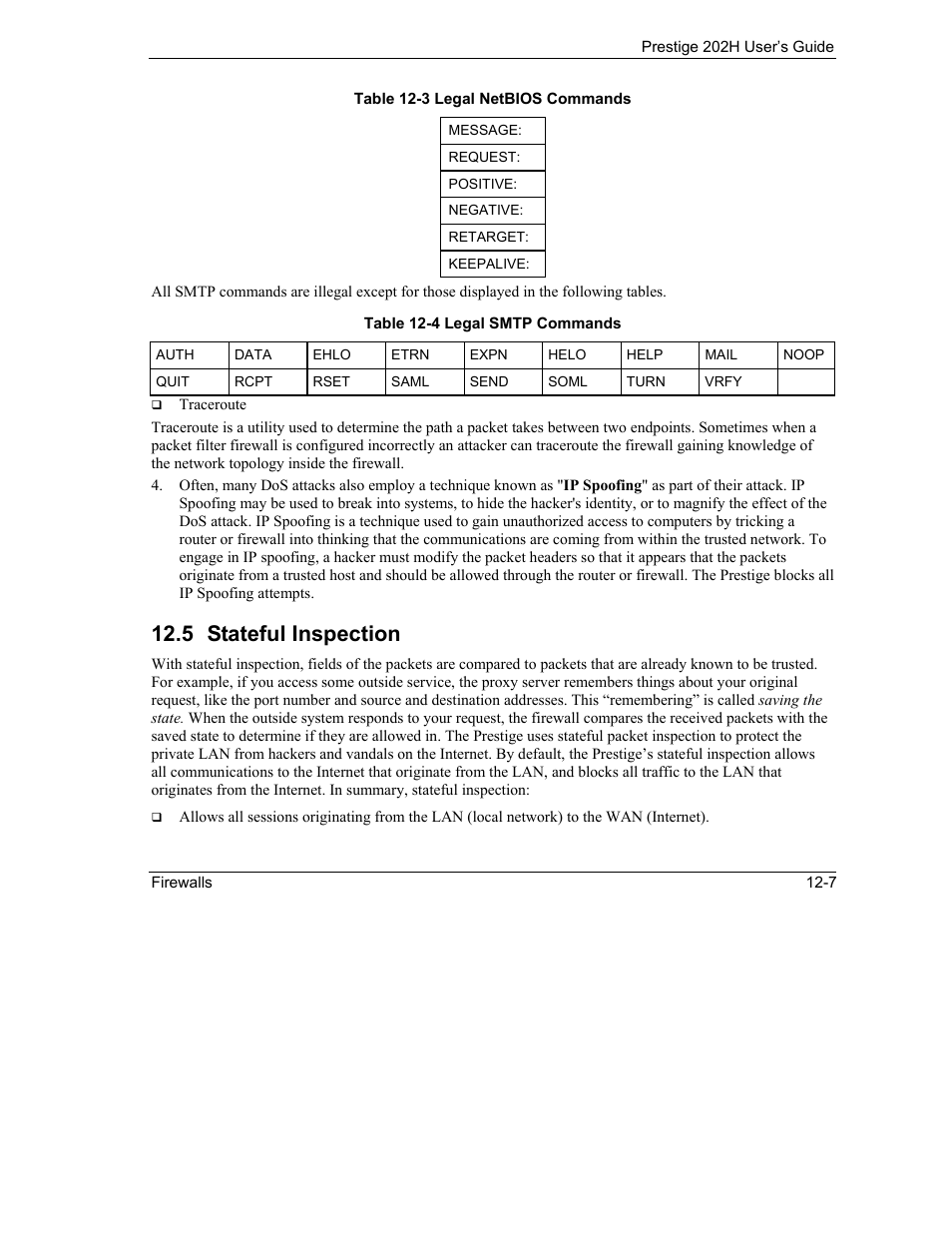 Stateful inspection, 5 stateful inspection | ZyXEL Communications 202H User Manual | Page 137 / 309