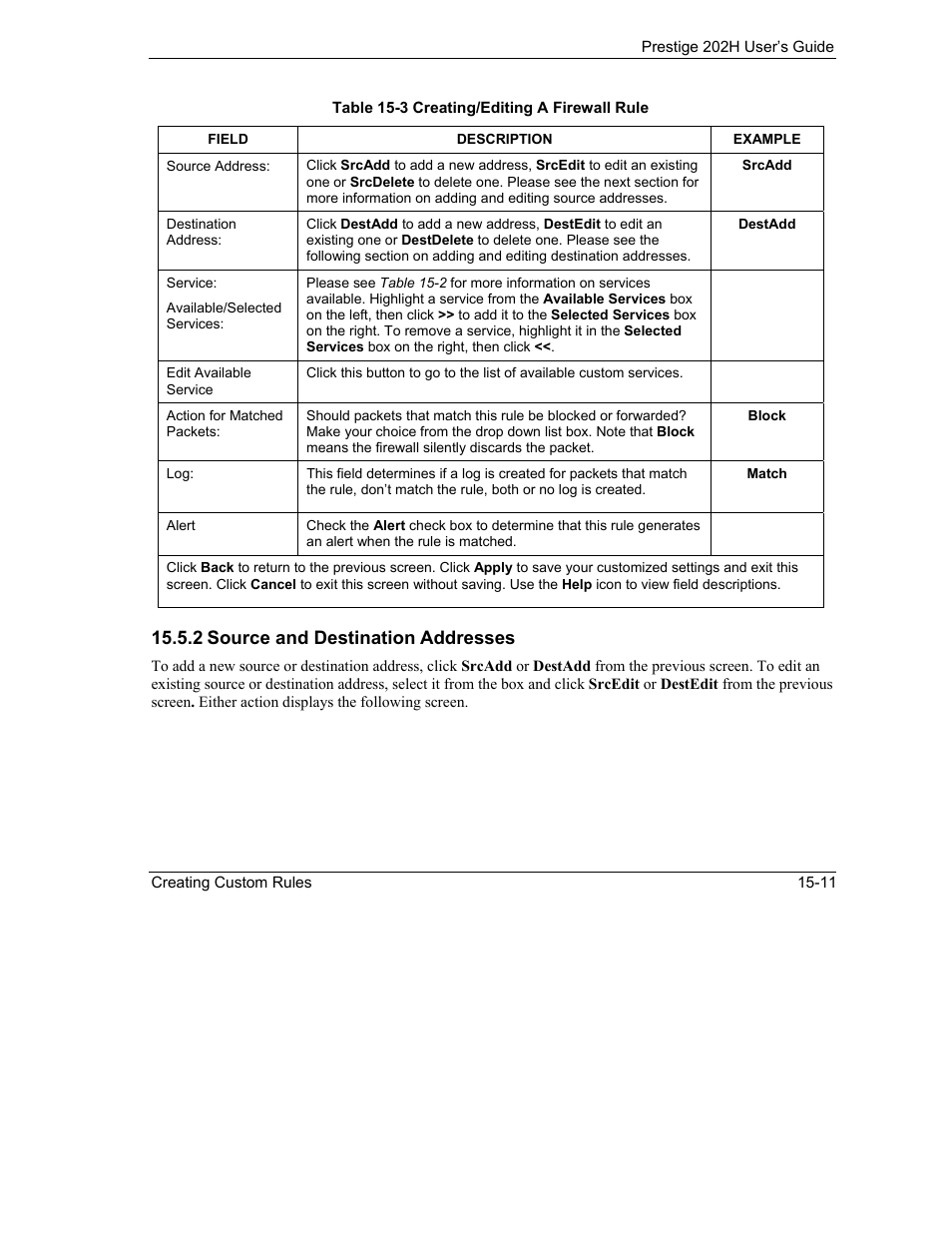 2 source and destination addresses | ZyXEL Communications 202H User Manual | Page 171 / 309