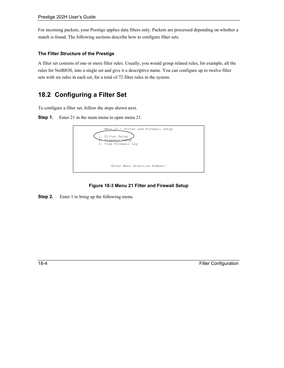 Configuring a filter set, 2 configuring a filter set | ZyXEL Communications 202H User Manual | Page 188 / 309