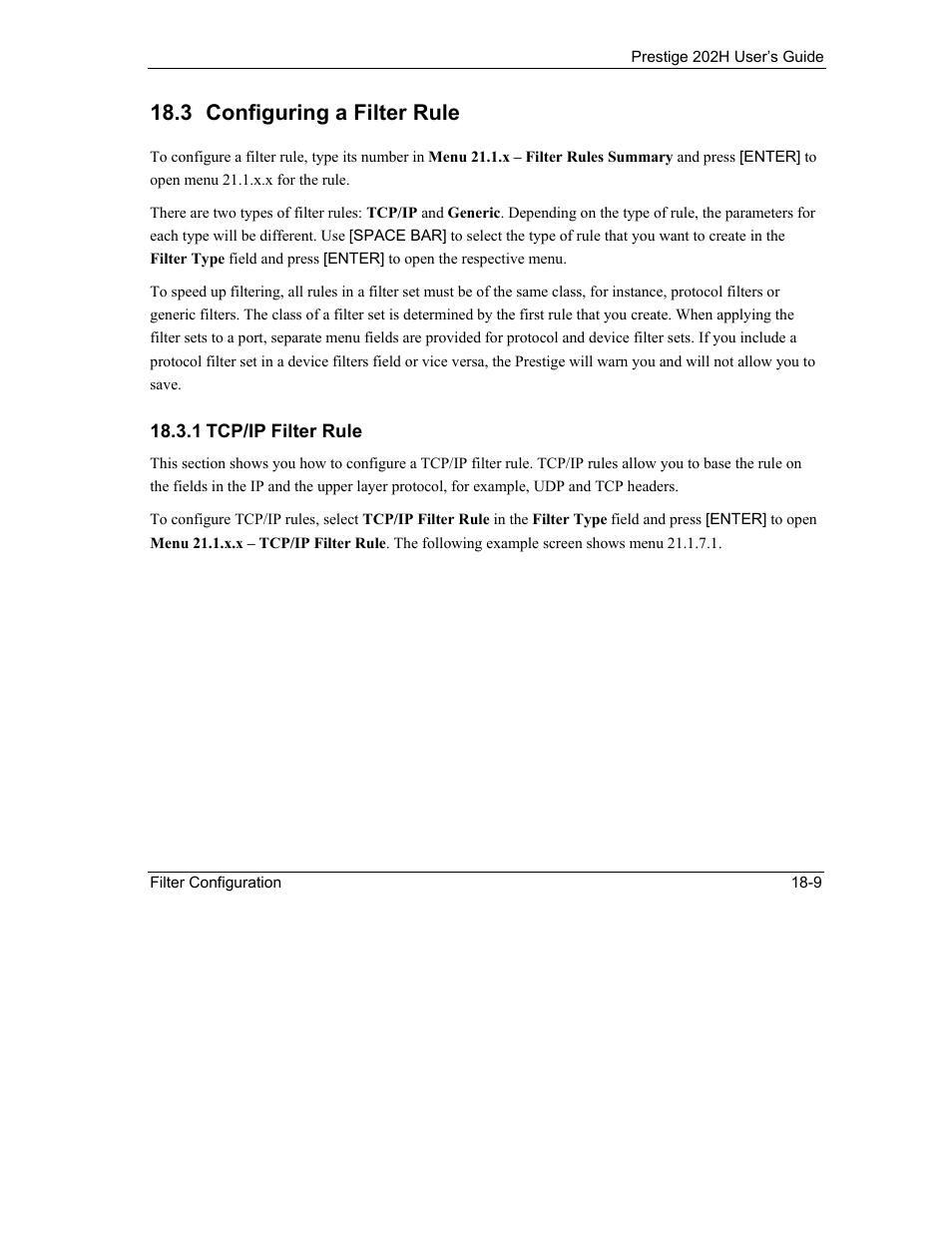 Configuring a filter rule, 3 configuring a filter rule | ZyXEL Communications 202H User Manual | Page 193 / 309