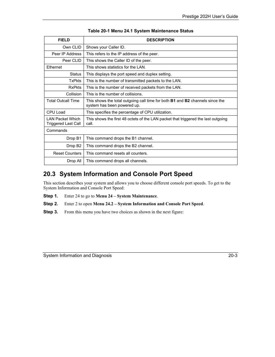 System information and console port speed, 3 system information and console port speed | ZyXEL Communications 202H User Manual | Page 213 / 309