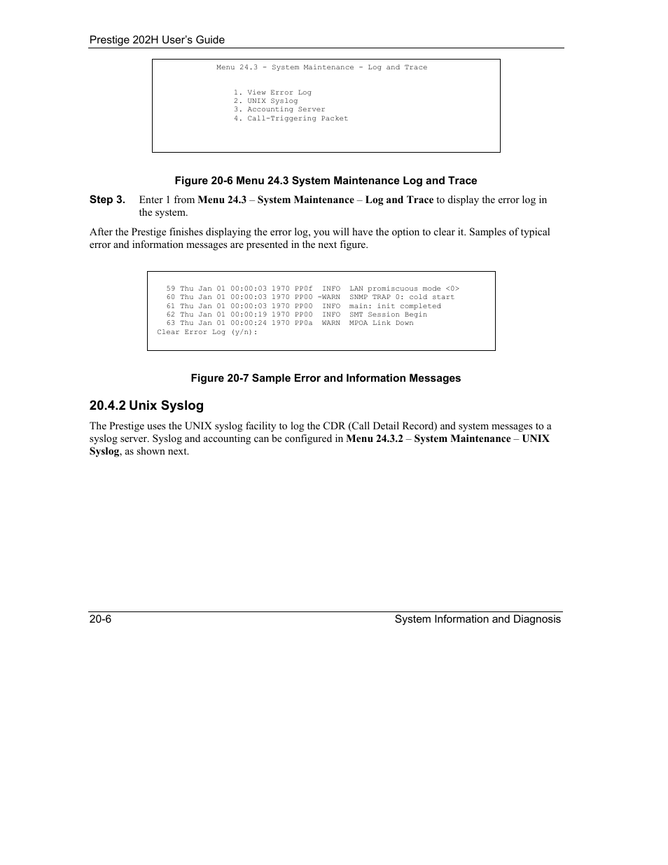 2 unix syslog | ZyXEL Communications 202H User Manual | Page 216 / 309