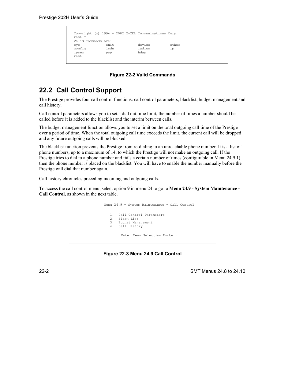 Call control support, 2 call control support | ZyXEL Communications 202H User Manual | Page 244 / 309