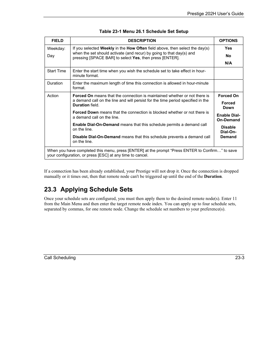 Applying schedule sets, 3 applying schedule sets | ZyXEL Communications 202H User Manual | Page 253 / 309